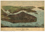 New York City 1905 Bird's Eye View - Hart - Old Map Reprint