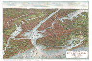 New York City 1907 Bird's Eye View - Old Map Reprint