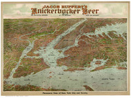 New York City ca 1912 Bird's Eye View - Old Map Reprint