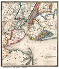 New York City Area 1836 - Burr - Old Map Reprint