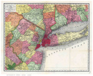 New York City Area 1908 - Rand McNally - Old Map Reprint