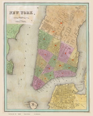 New York City 1838 - Bradford - Manhattan - Old Map Reprint