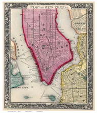New York City 1860 - Mitchell - Manhattan - Old Map Reprint