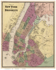 New York City & Brooklyn 1868 - Beers - Manhattan - Old Map Reprint