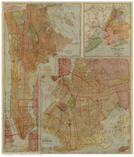 New York City - Brooklyn etc 1923 - Williams - Manhattan - Old Map Reprint