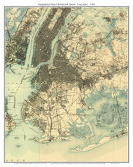 Brooklyn and Queens 1900 - Custom USGS Old Topo Map - New York - Long Island