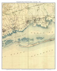Islip & Fire Islands 1903 - Custom USGS Old Topo Map - New York - Long Island