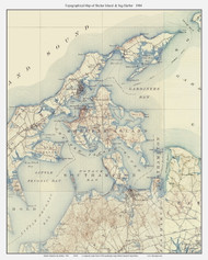 Shelter Island & Sag Harbor 1904 - Custom USGS Old Topo Map - New York - Long Island