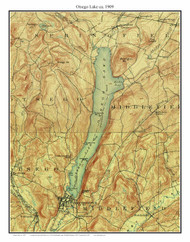 Otsego Lake 1909 - Custom USGS Old Topo Map - New York - Eastern Lakes