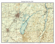 Saratoga Lake Area 1949 - Custom USGS Old Topo Map - New York - Eastern Lakes