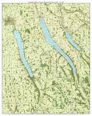 Owasco, Skaneateles, & Otisco Lakes 1943 - Custom USGS Old Topo Map - New York - Finger Lakes