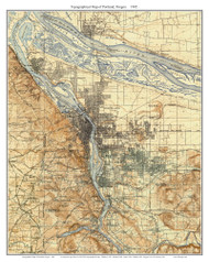 Portland 1905 - Custom USGS Old Topo Map - Oregon