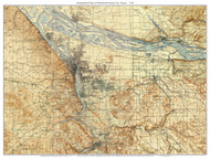 Portland and Oregon City 1914 - Custom USGS Old Topo Map - Oregon