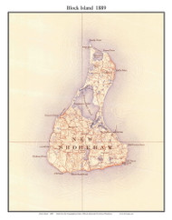 Block Island 1889 - Custom USGS Old Topo Map - Rhode Island