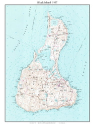 Block Island 1957 - Custom USGS Old Topo Map - Rhode Island
