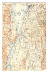 Lake Champlain, Burlington to Crown Point 1905 - Custom USGS Old Topo Map - Vermont