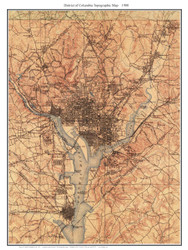 Washington DC Only 1900 - Custom USGS Old Topo Map - District of Columbia