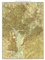 Washington DC Only 1945 - Custom USGS Old Topo Map - District of Columbia