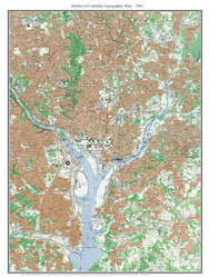 Washington DC Only 1965 - Custom USGS Old Topo Map - District of Columbia