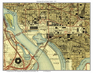 Washington DC Downtown 1945 - Custom USGS Old Topo Map - District of Columbia