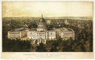 Washington DC 1857 Bird's Eye View - Old Map Reprint