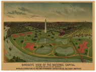 Washington DC 1888 Bird's Eye View - Old Map Reprint