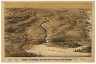 Washington DC Area ca1860 Bird's Eye View - Old Map Reprint