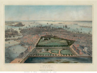 Boston, Massachusetts 1850 Copy 1 - Bird's Eye View - Old Map Reprint - Williams & Stevens