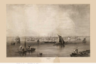Boston, Massachusetts 1857 - Bird's Eye View - Old Map Reprint - Smith