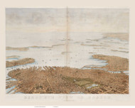 Boston, Massachusetts 1866 Copy 1 - Bird's Eye View - Old Map Reprint - Mayer