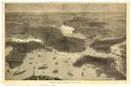 Boston, Massachusetts ca 1870 - Bird's Eye View - Old Map Reprint - Sulman