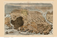 Boston, Massachusetts, Showing the Area Burned in the Great Fire - 1872 Copy 1 - Bird's Eye View - Old Map Reprint - Harper's Weekly