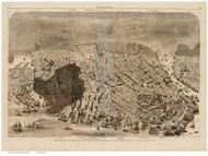 Boston, Massachusetts, Showing the Area Burned in the Great Fire - 1872 Copy 2 - Bird's Eye View - Old Map Reprint - Harper's Weekly