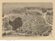 Boston, Massachusetts, Showing the Area Burned in the Great Fire - 1872 Copy 3 - German Text - Bird's Eye View - Old Map Reprint - Author Unknown