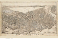 Boston, Massachusetts 1879 - Bird's Eye View - Old Map Reprint - Hazen