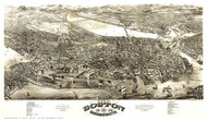 Boston, Massachusetts 1880 - Bird's Eye View - Old Map Reprint - Rowley