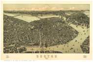 Boston, Massachusetts 1899 - Bird's Eye View - Old Map Reprint - Downs