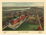 Boston, Massachusetts 1902 - Bird's Eye View - Old Map Reprint - Walker