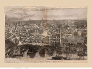 Boston, Massachusetts after the Great Fire - 1872 Copy 1 - Bird's Eye View - Old Map Reprint - Harper's Weekly
