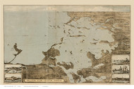 Boston Harbor, Massachusetts 1879 - Bird's Eye View - Old Map Reprint - Rogers