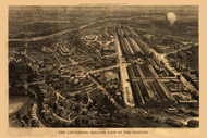 Philadelphia, Pennsylvania 1876 Bird's Eye View - Old Map Reprint - Centennial Balloon View