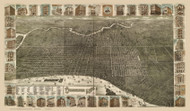 Philadelphia, Pennsylvania 1886 Bird's Eye View - Old Map Reprint - Houses