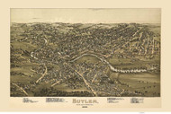 Butler, Pennsylvania 1896 Bird's Eye View - Old Map Reprint