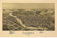Clearfield, Pennsylvania 1895 Bird's Eye View - Old Map Reprint