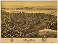 Columbia, Pennsylvania 1894 Bird's Eye View - Old Map Reprint