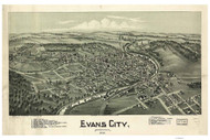 Evens City, Pennsylvania 1900 Bird's Eye View - Old Map Reprint