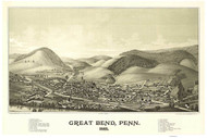 Great Bend, Pennsylvania 1887 Bird's Eye View - Old Map Reprint