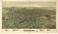 Greensburg, Pennsylvania 1901 Bird's Eye View - Old Map Reprint