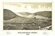 Hallstead, Pennsylvania 1887 Bird's Eye View - Old Map Reprint