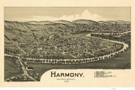 Harmony, Pennsylvania 1901 Bird's Eye View - Old Map Reprint